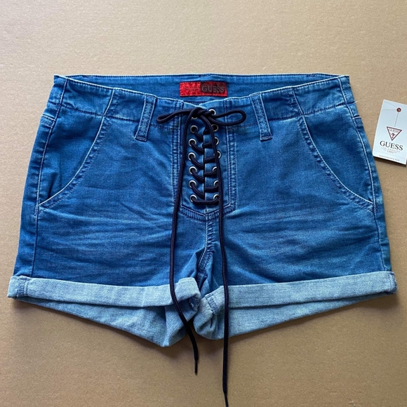 stretchy blue jean shorts